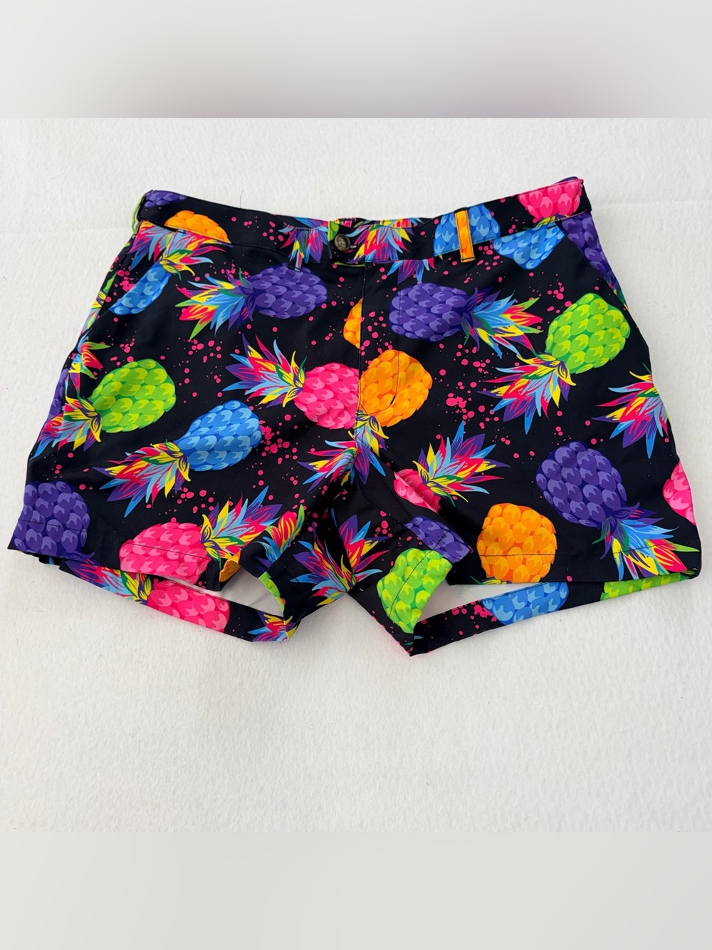 LOUD MOUTH Golf Shorts Mens Neon Pineapple Print Performance Stretch Size 38
